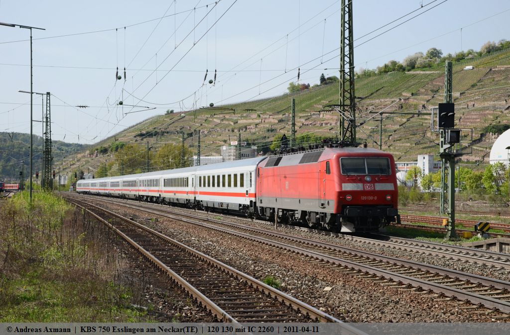 120 130 mit IC 2260 und +15 min durch Esslingen am Neckar nach Stuttgart. (11,04,2011)