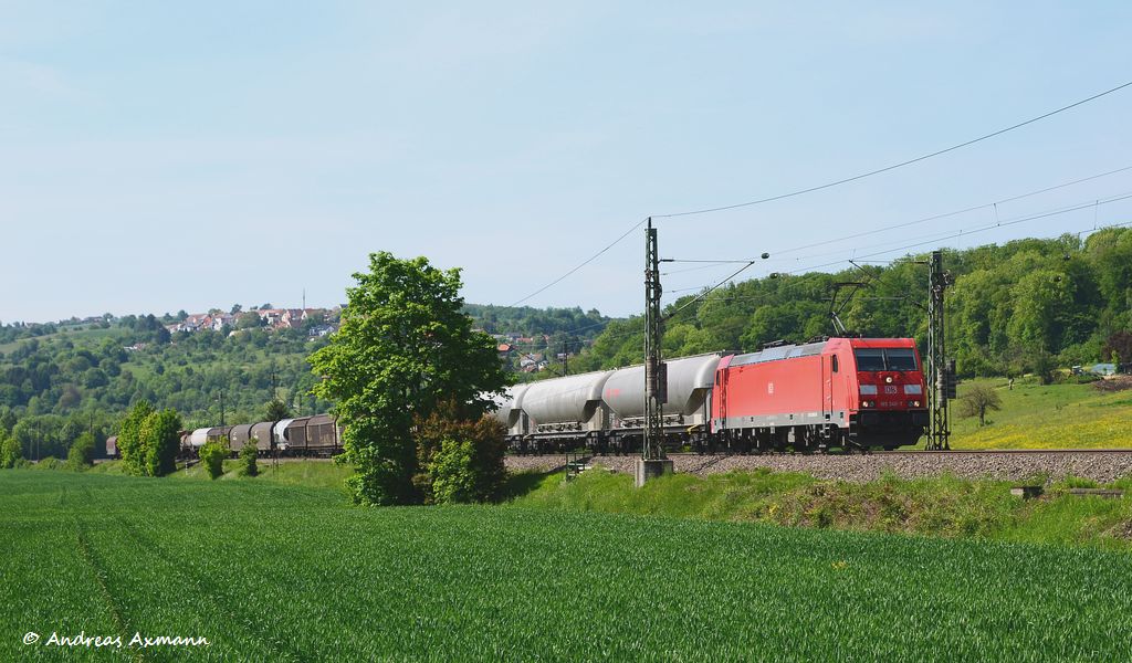 185 340 mit Gz durch Uhingen in Richtung Mnchen. (17,05,2012)