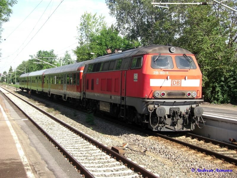 219 193-1 als RB13994 von Kirchheim/Teck nach Wendlingen/Neckar mit Zwischenhalt im Bf Kirchheim/Teck - tlingen (20.05.2009)