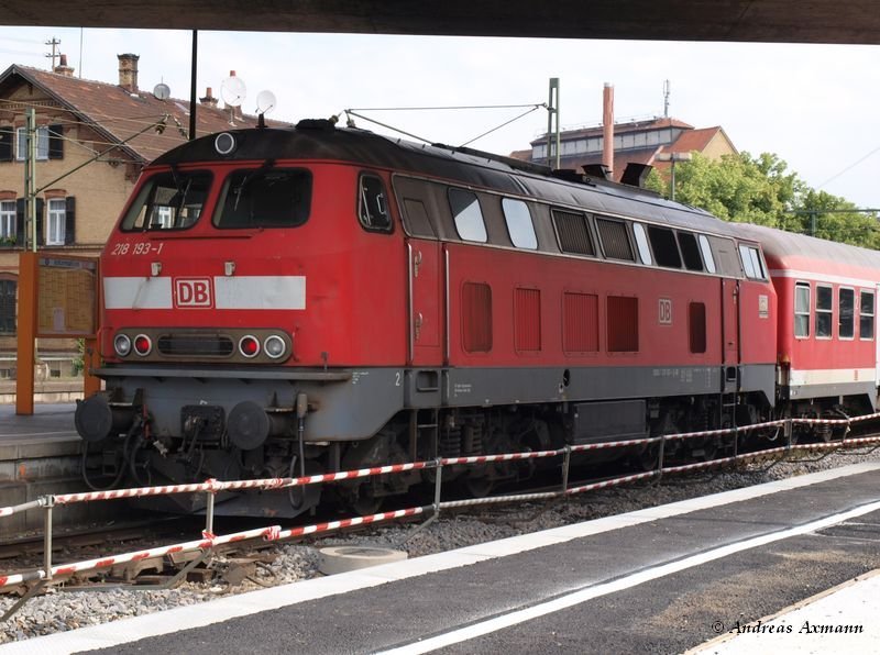 Ankunft von 218 193-1 in Wendlingen/N mit RB13994 (02.06.2009)
