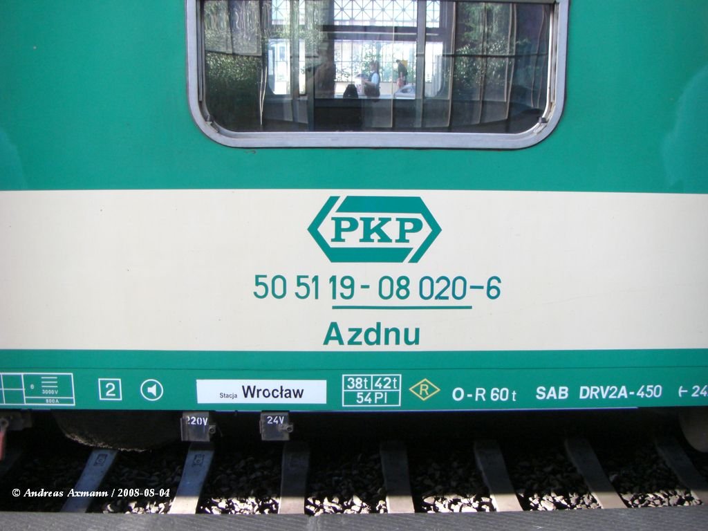 Aufschrift an einem PKP 2 Klasse-wagen. (05.08.2008)