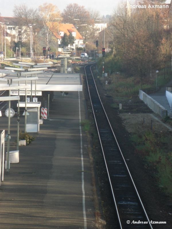 Blickrichtung Bahnhof Kirchheim Gleis 3 nach Oberlenningen am 15.11.2008