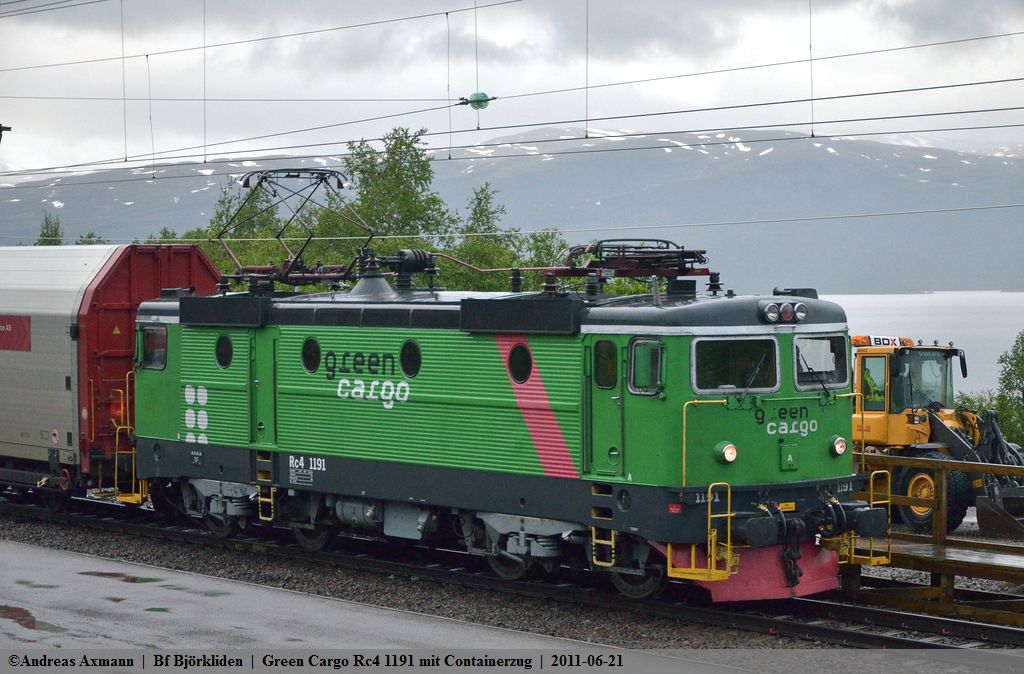 Green Cargo Rc4 1191 in Bjrkliden. (21,06,2011)
