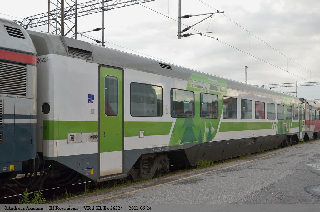 IC-Wagen 2 Kl. Ex 26224 / W3 als IC47 aus Helsinki in Rovaniemi eingefahren. (24,06,2011)