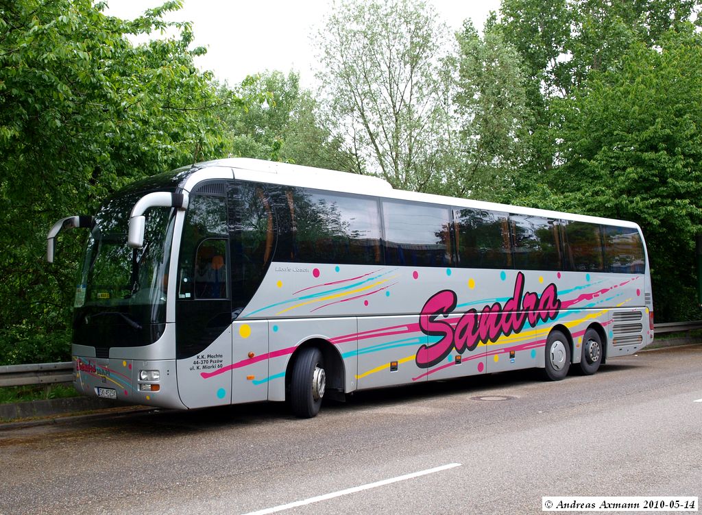 MAN Lion's Coach des Busunternehmers  K.K. Płachta , er wird auf der Strecke nach Polen eingesetzt. (14;05;2010) 