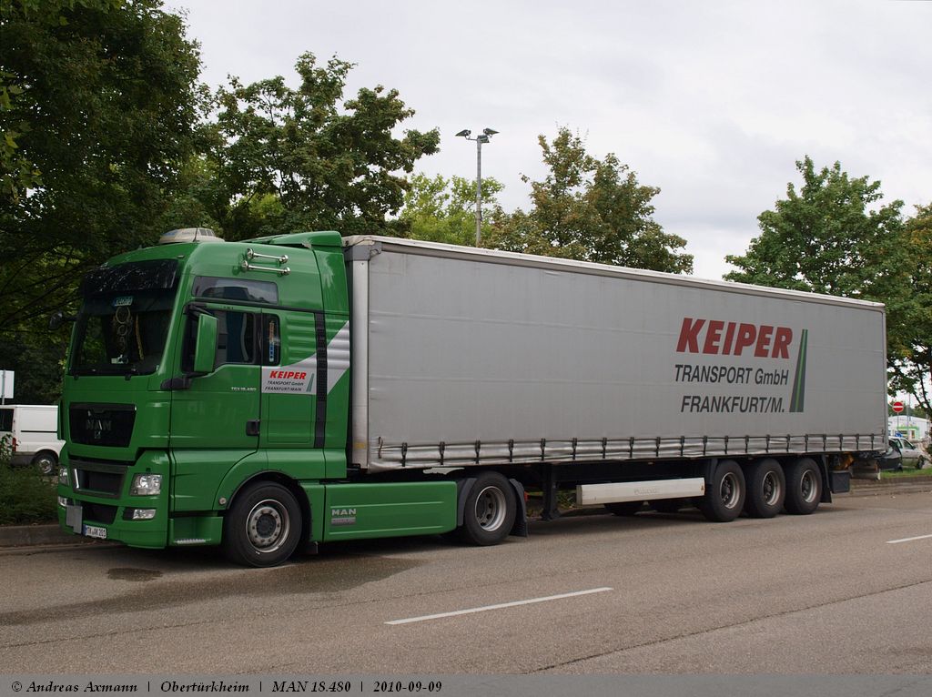 MAN TGX 18480  - Spedition  Keiper  mit Planenauflieger in Obertrkeim. (09;09;2010)