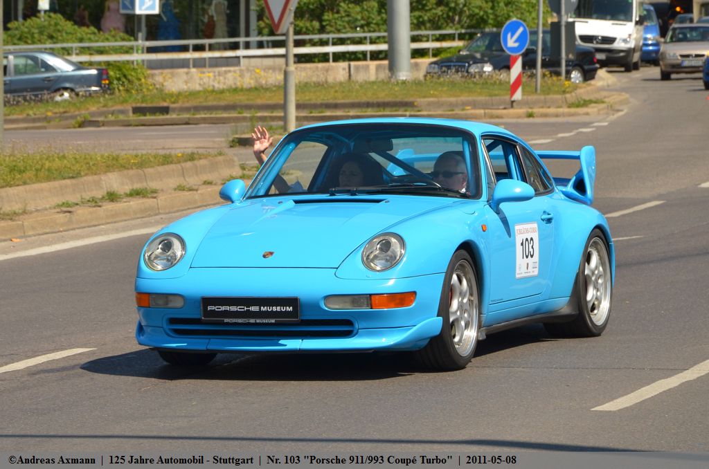Nr. 103  Porsche 911/993 GT2 Coup Turbo  1996 / Geburtstagscorso 125 Jahre Automobil an der Knig-Karls-Brcke/Mercedesstrae. (08;05;2011)