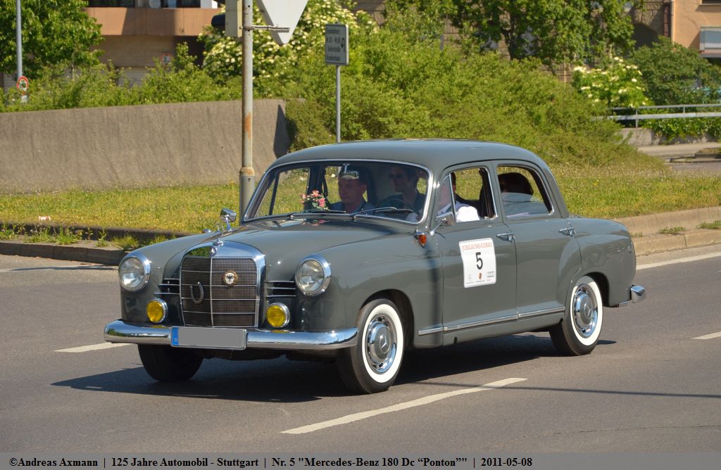 Nr. 5  Mercedes-Benz 180 Dc “Ponton”  1961 / Geburtstagscorso 125 Jahre Automobil an der Knig-Karls-Brcke/Mercedesstrae. (08;05;2011)