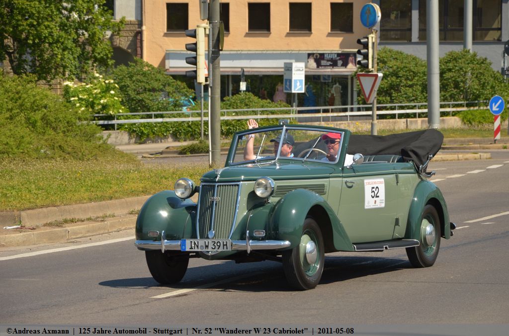 Nr. 52  Wanderer W 23 Cabriolet  1938 / Geburtstagscorso 125 Jahre Automobil an der Knig-Karls-Brcke/Mercedesstrae. (08;05;2011)