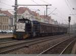 bayerische-cargobahn-gmbh-bcb Mit einer Mak G1206 von der MRCE angemieteten Lok, f�hrt die Bayerische Cargobahn GmbH (BCB) die Wagen der Heidelberger Druckmaschinen AG von Amstetten nach Mannheim durch Esslingen am Neckar. (17,03,2011)