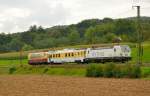BR 103 'Vectron' 193 921 mit Messwagen und 103 222 auf ihrem Weg von der NBS nach M�nchen bei Ebersbach/Fils. (19,08,2011)