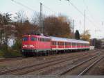 br-110-bugelfalte 110 508-9 bringt ihre RB 19338 von Geislingen/Steige bei ihrer durchfahrt durch Oberesslingen nach Stuttgart. (09,11,2010)