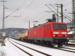 BR 114 mit Zugen Nach der Ankunft der 217 001-7 mit ihrem Cisalpino in Plochingen, rangiert sich 114 501 vor dem �berf�hrungszug hin. Kurz darauf war die Abfahrt in Richtung Ulm/M�nchen um 'Testfahrten mit dem Cisalpino auf der Geislinger Steige zu machen ??'. (15,02,2010)