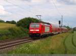 BR 146 mit Zugen 146 201 ist mit RE 19231 auf dem Weg nach Ulm bei Ebersbach/Fils. (22,06,2010)