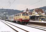 BR 217 mit Zugen 15.02.2010, 14:10 Uhr, Bahnhof Plochingen. 217 001-7 f�hrt als 91862 aus Basel in den Bahnhof Plochingen auf Gleis 5 ein mit am Haken nicht nur ihre zwei Alstom Wagen sondern auch einen Cisalpino [ETR 93 85 5 610 111-2 CH-CIS ohne REV-Nr.]. (15,02,2010)