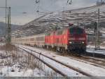 BR 218 mit Zugen Ordentlichen Sound bekommt man auf die Ohren vom IC 2013 als er mit 218 495 und 218 ? aus Stuttgart kommend durch Esslingen am Neckar f�hrt. (03,01,2011)