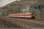 br-420 �ber Gleis 2 f�hrt S-Bahn 420 440 + 420 480 auf Leerfahrt durch Esslingen am Neckar in Richtung Stuttgart. (14,04,2011)