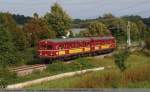 br-465 Am Tag des offenen Denkmals fuhr der ET 65 005 als Sdz 36596 ein letztes mal von Kirchheim unter Teck nach Kornwestheim hier bei der einfahrt Wendlingen am Neckar h�he EnBW Umspannwerk. (12,09,2010)
