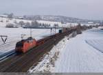 containerzuge 152 107 mit Containerzug auf dem Weg von Beimerstetten in Richtung Stuttgart an der Nasachtalbr�cke bei Uhingen/Fils. (27,11,2010)