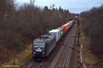 containerzuge 185 546 der OHE mit Container durch Darmstadt-S�d in Richtung Heidelberg. (13,12,2011)