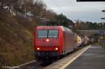 containerzuge 145-CL 014 mit Container durch Darmstadt-S�d in Richtung Darmstadt Hbf. (13,12,2011)