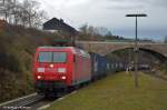 containerzuge 145 066 mit Container durch Darmstadt-S�d in Richtung Darmstadt Hbf. (13,12,2011)