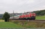 BR 218 mit Zugen/93935/ic-2013-mit-218-434-9-und IC 2013 mit 218 434-9 und 218 ? auf dem Weg nach Oberstdorf bei Uhingen.(10,09,2010)