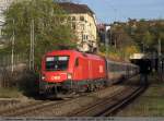 1116 100 und 1116 ??? haben den Hbf Stuttgart zurckgelassen und fahren nun mit ihrem EC 112 durch Feuerbach in Richtung Frankfurt/Siegen. (06,04,2011)