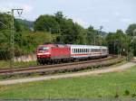 BR 120 mit Zugen/81809/120-115-faehrt-mit-ic-118 120 115 fhrt mit IC 118 aus Salzburg/Mnchen kommend bei Plochingen in Richtung Stuttgart an mir vorbei. (13,07,2010)