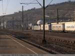 Sichtungsbild leider als Nachschuss. Railpool mit Ekol durch Esslingen am Neckar  von Triet Campo Marzio kommend nach Worms. (04,03,2011)