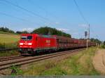 185 273-0 fhrt mit einem Fals-Wagenzug in Richtung Stuttgart (Plochingen) bei Ebersbach/Fils. (19,08,2010)