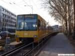 Stadtbahn-Wagen 3188 an der Endhaltestelle U4 Bf Untertrkheim. Die Fahrt nach Botnang wird schon angezeigt und gleich geht es wieder weiter. (24,.03,2010)