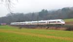 Heute gab es zwischen Reichenbach und Ebersbach /Fils eine interessante Zugverfolgung, 403 334 (Offenburg) [ICE 1013 mit +90] fuhr mit ca.