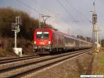 Mit +40 min Versptung fhrt EC 112 mit 1116 146-0 und ihrer Schwester-Lok durch Reichenbach(Fils) nach Stuttgart Hbf (Siegen). (01,04,2010)