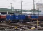 eisenbahn-service-gesellschaft-esg- Im Plochinger G�terbahnhof stehen ESG 8 mit Flachwagen und ESG 7 mit Schotterwagen f�r Bauarbeiten in Plochingen bereit. (27,11,2010)