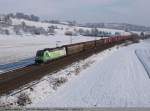 guterzuge 185 389 mit  dem 47108 auf dem Weg in Richtung Stuttgart an der Nasachtalbr�cke bei Uhingen/Fils. (27,11,2010)