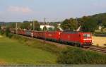 guterzuge 185 145 und 185 232 ziehen einen Gemischten G�terzug in Richtung Stuttgart bei Ebersbach vorbei. (21,07,2010)