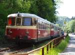 HzL Hohenzollersche Landesbahn AG Drei HzL- MAN Triebwagen als „3-L�wen-Takt Radexpress Eyacht�ler“ sind gerade in den Bf Eyach aus Hechingen [KBS 767] eingefahren und fahren nach kurzem Aufenthalt zum BW Gammertingen. (24,05,2010)