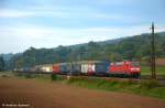 kbs-750-filsbahn 152 153 mit einem Sattelauflieger (KLV)- Zug auf ihrem Weg in Richtung M�nchen bei Ebersbach/Fils. (17,09,2011)
