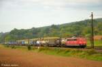 kbs-750-filsbahn 151 026 mit einem Sattelauflieger (KLV)- Zug auf ihrem Weg in Richtung M�nchen bei Ebersbach/Fils. (17,09,2011)