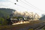 kbs-750-filsbahn Ausfahrt Plochingen mit der 41 018 und 01 533 und dem IGE Sonderzug auf dem Weg von Ulm nach Stuttgart (Schorndorf) beim Kraftwerk Altbach um 8:45 Uhr. (23,09,2011)