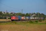 kbs-750-filsbahn 151 081 mit Container/Sattelauflieger in Richtung Stuttgart/Kornwestheim durch Ebersbach/Fils. (27,09,2011)