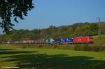 kbs-750-filsbahn 185 189 mit KLV/Container durch Ebersbach/Fils in Richtung Ulm/M�nchen. (01,10,2011)