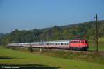 kbs-750-filsbahn 110 404 mit S�uferzug DZ 2708 aus Trier zum M�ncher Oktoberfest durch Ebersbach/Fils. (01,10,2011)