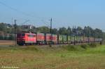 kbs-750-filsbahn 151 126 mit Umleiter Arcese-KLV durch Ebersbach/Fils in Richtung Stuttgart/Kornwestheim. (01,10,2011)