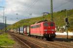 kbs-750-filsbahn 151 161 mit KLV durch Esslingen am Neckar in Richtung M�nchen. (13.10.2011)
