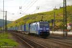 kbs-750-filsbahn 'Albatros' 152 135 mit ihrem LKW-Walter KLV durch Esslingen am Neckar in Richtung M�nchen. (13,10,2011)
