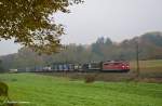 kbs-750-filsbahn 151 063 mit KLV in Richtung M�nchen durch Ebersbach/Fils. (09,11,2011)