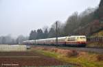 kbs-750-filsbahn 103 184 mit AKE-Eisenbahnreisen Sonderzug von Dortmund zum Silvester an den W�rthersee und nach Salzburg. Hier nach dem Zwischenhalt in Esslingen am Neckar bei Reichenbach/Fils auf der fahrt in Richtung M�nchen/Salzburg. (28,12,2011)