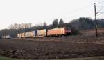 kbs-750-filsbahn 189 002 mit LKW-Walter durch Reichenbach/Fils in Richtung M�nchen. (01,02,2012)